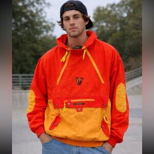 Vintage 90’s O’Brien Orange/yellow 1/4 zip windbreaker Streetwear skater surf L